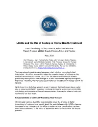 Lcsws and the Use of Texting in Mental Health Treatment Laura