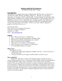 Robotics Minifaq for Beginners Modified 22 October 2006: 13 Pages