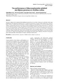 The Performance of Macrosiphoniella Millefolii and Myzus Persicae on Achillea Collina