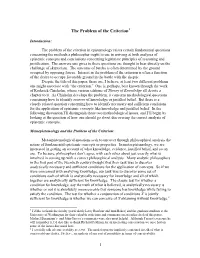 The Problem of the Criterion1
