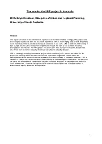 The Role for the UPE Project in Australia