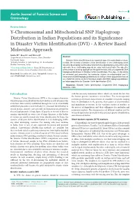 Y-Chromosomal and Mitochondrial SNP Haplogroup Distribution In