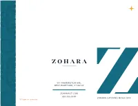 Zoharact.Com 860.955.0300 Zohara Catering Menu 2019 991 Farmington