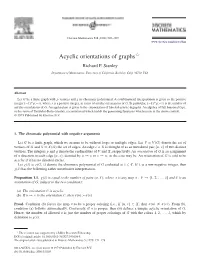 Acyclic Orientations of Graphsଁ Richard P