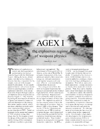 AGEX I: the Explosives Regime of Weapons Physics