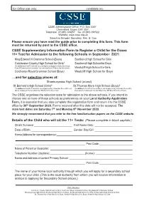 CSSE Supplementary Information Form to Register a Child for The