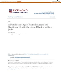 Habit in the Life and Work of William James David E