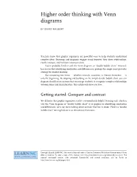 Higher Order Thinking with Venn Diagrams