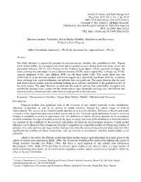 Macroeconomic Variables, Stock Market Bubble, Meltdown and Recovery: Evidence from Nigeria