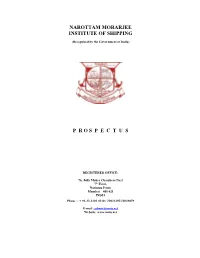 Narottam Morarjee Institute of Shipping P R O S P E C T U S