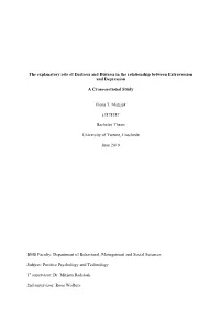 The Explanatory Role of Eustress and Distress in the Relationship Between Extraversion and Depression a Cross-Sectional Study El