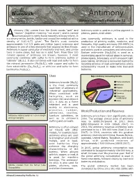 Antimony Energy and Resource Development Mineral Commodity Profile No