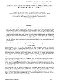 Artificial Intelligence and Machine Learning Approaches to Covid-19 Outbreak : a Survey