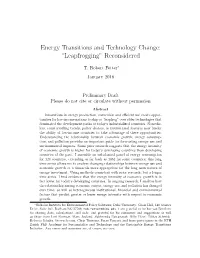 Energy Transitions and Technology Change: “Leapfrogging” Reconsidered