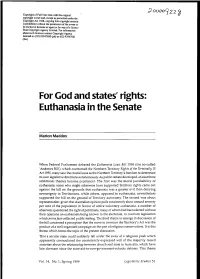 Euthanasia in the Senate