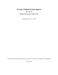 George Nathan Caylor Papers Ms