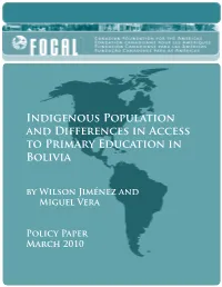 Indigenous Population and Differences in Access to Primary Education in Bolivia