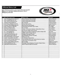 Official Entry List Official Entry List