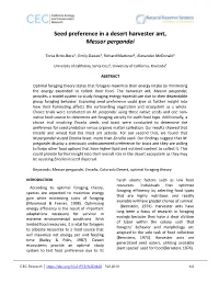 Seed Preference in a Desert Harvester Ant, Messor Pergandei