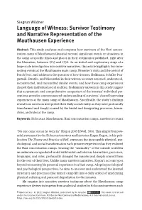 Survivor Testimony and Narrative Representation of the Mauthausen Experience