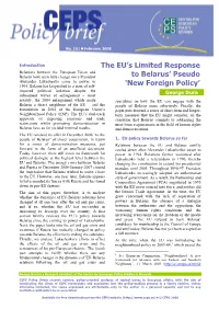 The EU's Limited Response to Belarus' Pseudo 'New Foreign Policy'