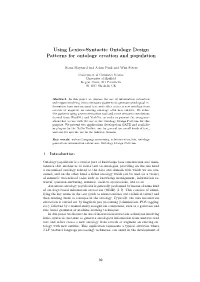 Using Lexico-Syntactic Ontology Design Patterns for Ontology Creation and Population