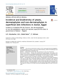 Incidence and Biodiversity of Yeasts, Dermatophytes and Non