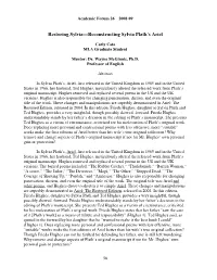 Restoring Sylvia—Reconstructing Sylvia Plath's Ariel