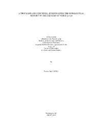 A Thousand and One Wives: Investigating the Intellectual History of the Exegesis of Verse Q 4:24