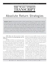 Absolute Return Strategies