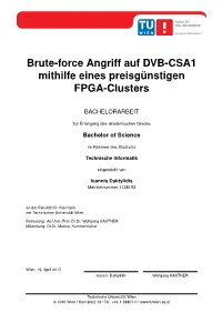 Brute-Force Angriff Auf DVB-CSA1 Mithilfe Eines Preisgünstigen FPGA-Clusters