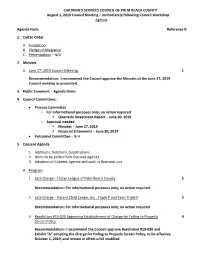 Immediately Following Council Workshop Agenda