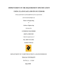 Improvement in the Requirement Specification Using Z Language And