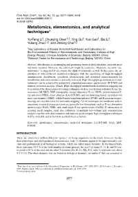 Metallomics, Elementomics, and Analytical Techniques*