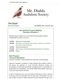 The Quail Volume 66, Number 4 DECEMBER 2020–JANUARY 2021