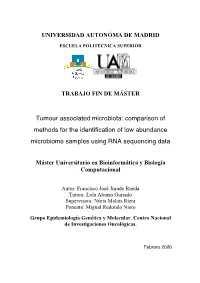 Tumour Associated Microbiota: Comparison of Methods for the Identification of Low Abundance Microbiome Samples Using RNA Sequencing Data