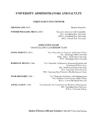 University Administrators and Faculty