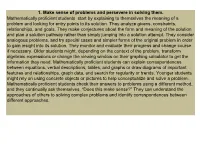 1. Make Sense of Problems and Persevere in Solving Them. Mathematically Proficient Students Start by Explaining to Themselves T