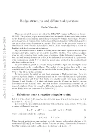 Arxiv:1911.11505V1 [Math.NT] 26 Nov 2019 Hodge Structures and Differential Operators
