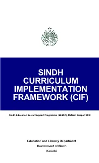 Sindh Curriculum Implementation Framework (Cif)