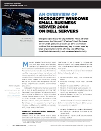 An Overview of Microsoft Windows Small Business Server 2008 on Dell Servers