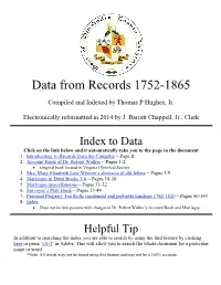 Data from Records 1752-1865