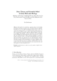 Data, Theory, and Scientific Belief in Early Molecular Biology