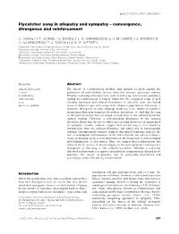 Flycatcher Song in Allopatry and Sympatry – Convergence, Divergence and Reinforcement