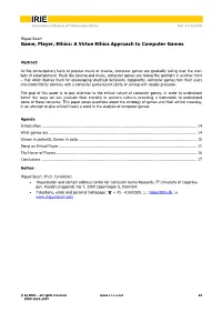 Game, Player, Ethics: a Virtue Ethics Approach to Computer Games