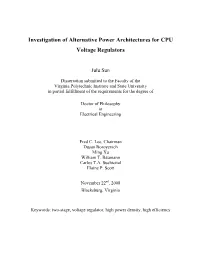 Investigation of Alternative Power Architectures for CPU Voltage Regulators