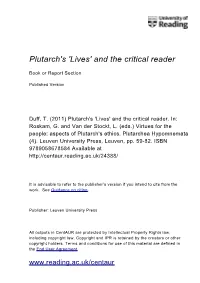 Plutarch's 'Lives' and the Critical Reader