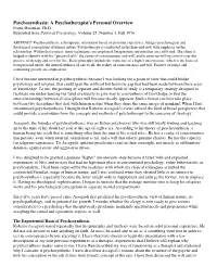 Psychosynthesis: a Psychotherapist's Personal Overview Frank Haronian, Ph.D