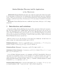 Radon-Nikodym Theorem and Its Applications