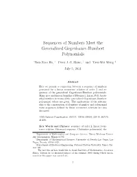 Sequences of Numbers Meet the Generalized Gegenbauer-Humbert Polynomials